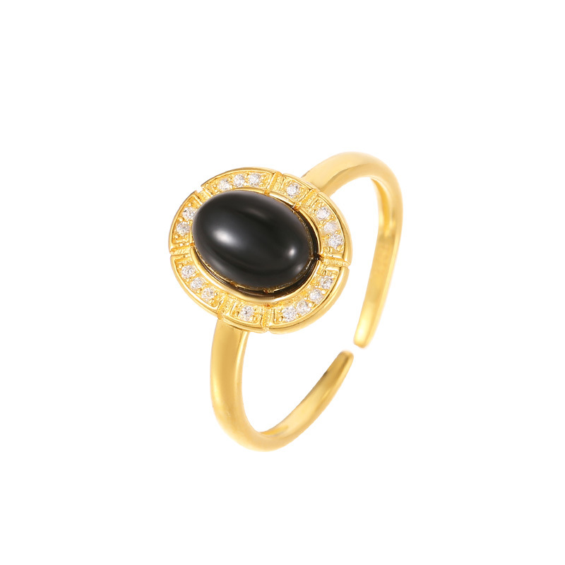 S925 Sterling Silver Vintage Black Agate Ring - Image 4