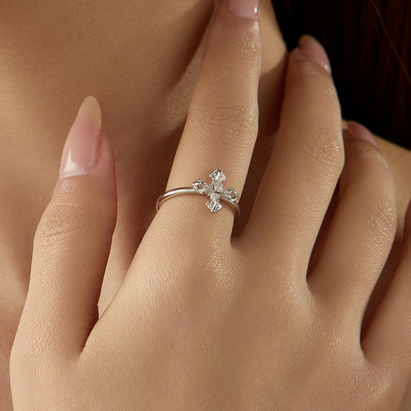 S925 Sterling Silver Vajra Cross Ring - Image 3