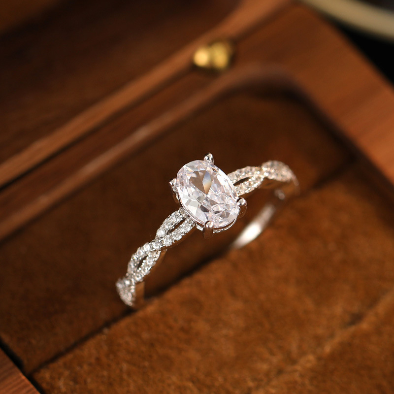 S925 Sterling Silver Ballet Oval Solitaire Ring