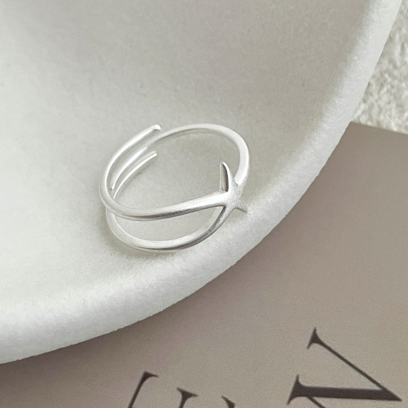 S925 Sterling Silver Matte Starfish Adjustable Ring - Image 2