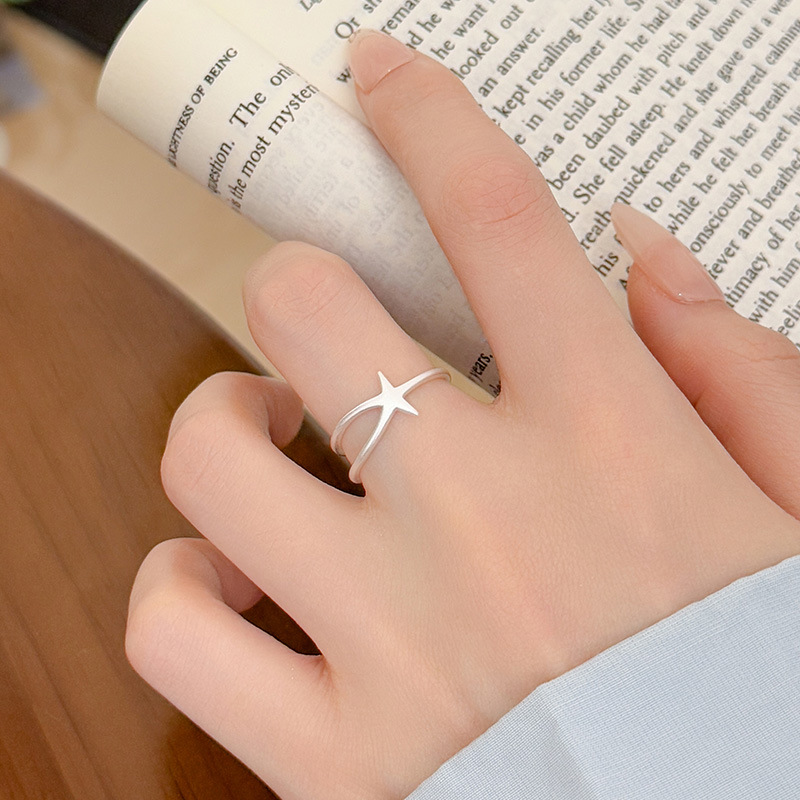 S925 Sterling Silver Matte Starfish Adjustable Ring - Image 3