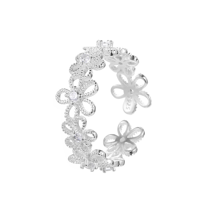 S925 Sterling Silver Lace Openwork Floral Ring - Image 4