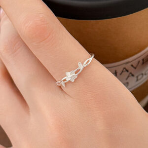S999 Fine Silver Twisted Floral Ring