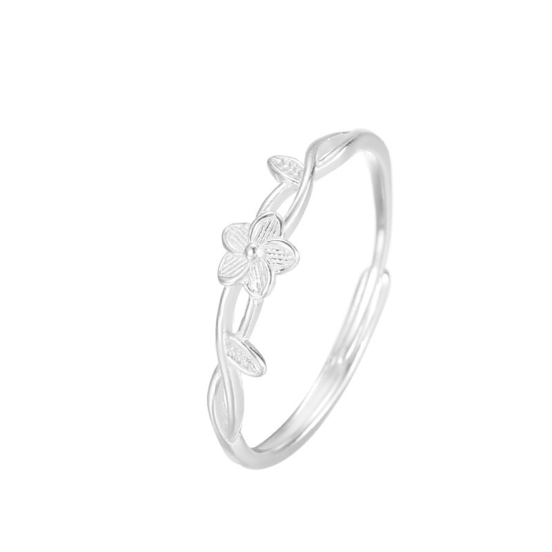 S999 Fine Silver Twisted Floral Ring - Image 4