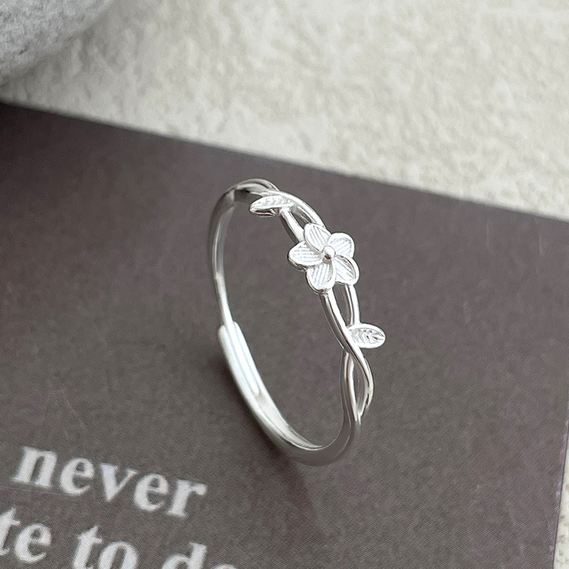 S999 Fine Silver Twisted Floral Ring - Image 5