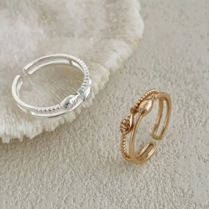 S925 Sterling Silver Double-Layer Fish Open Ring