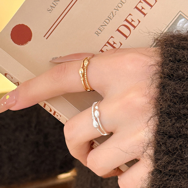 S925 Sterling Silver Double-Layer Fish Open Ring - Image 2