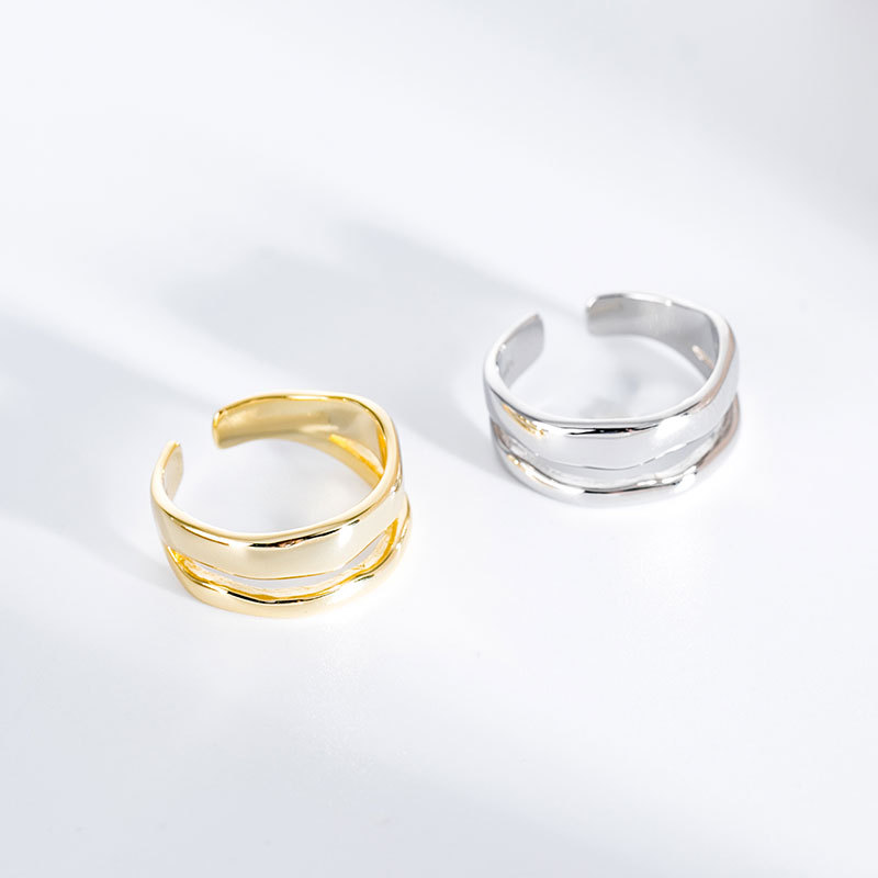 S925 Sterling Silver Double Layer Open Ring - Image 3