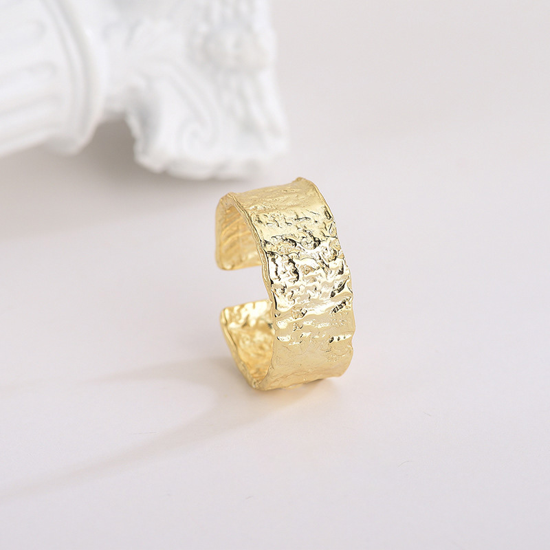 S925 Sterling Silver Textured Crinkle Irregular Open Ring