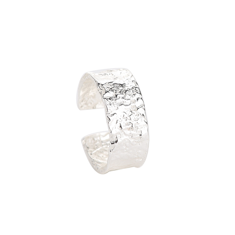 S925 Sterling Silver Textured Crinkle Irregular Open Ring - Image 3
