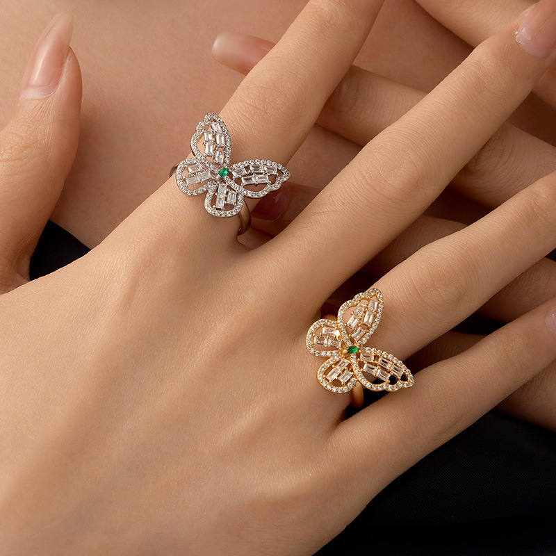 S925 Sterling Silver Butterfly Zircon Ring - Image 2