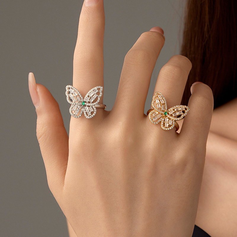 S925 Sterling Silver Butterfly Zircon Ring - Image 3