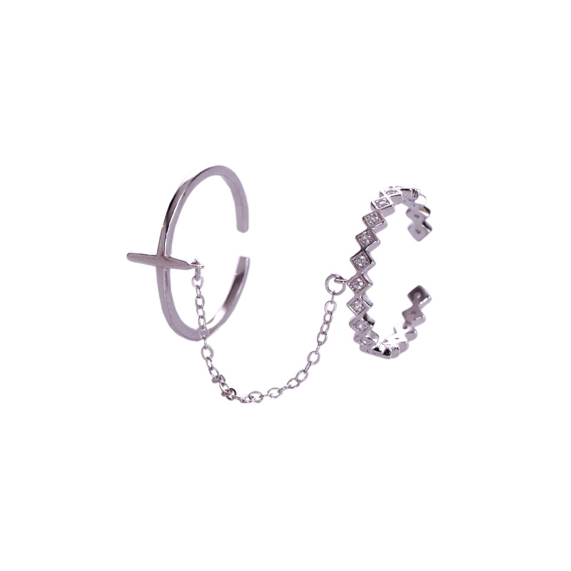 S925 Sterling Silver Cross Chain Ring - Image 4