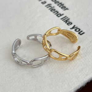 S925 Sterling Silver Openwork Zipper Design Ring