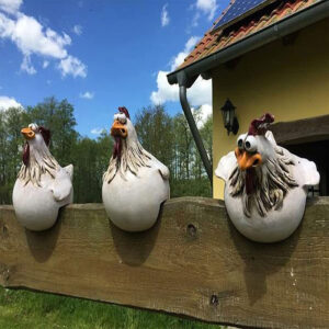 Big Eye Chicken Garden Ornament - Whimsical Farmhouse Decor