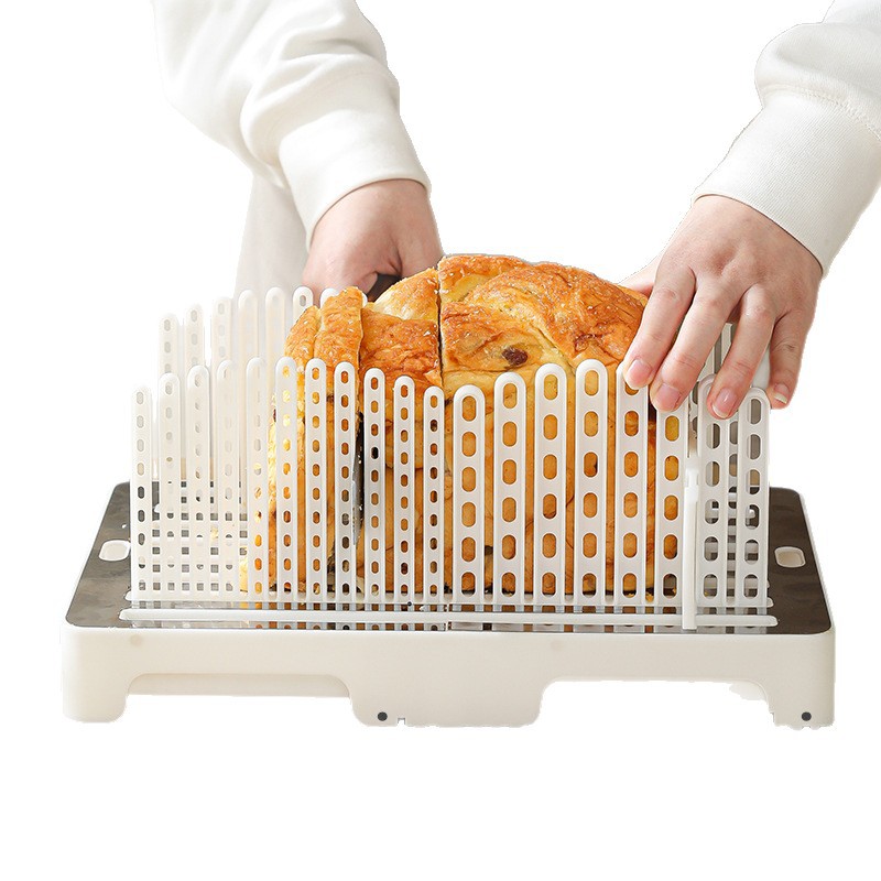 Stainless Steel Bread Slicer  Adjustable Bread Slicing Guide with Crumbs Tray & Storage, Reusable Home Baking Tool - Image 5