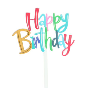 1.3MM thickness, acrylic width about 9CMUV color printed happy birthday cake decoration 4