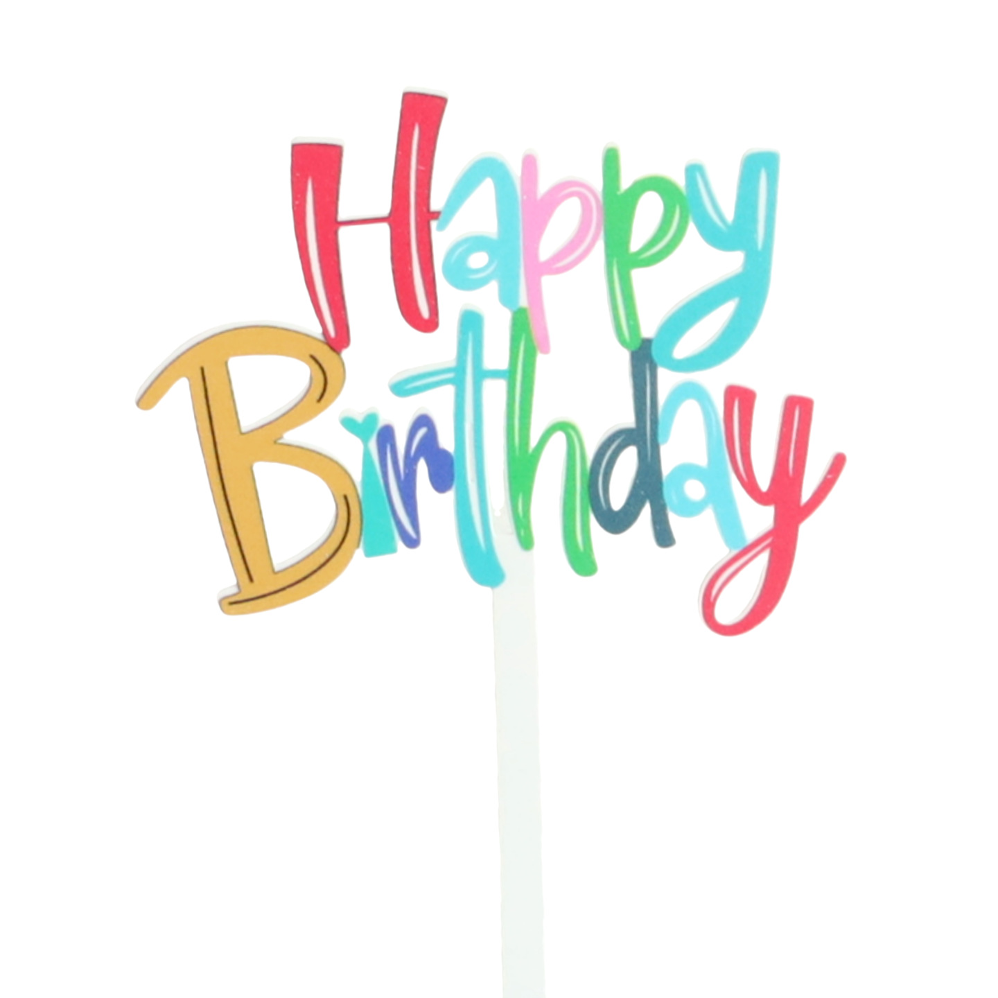 Acrylic "Happy Birthday" Cake Topper - Colorful UV Printed - Image 4