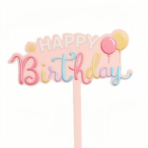 1.3MM thickness, acrylic width about 9CMUV color printed happy birthday cake decoration 2