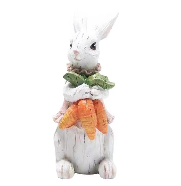 Easter Bunny Holding Egg Figurine - Cute Spring Decor - Image 3
