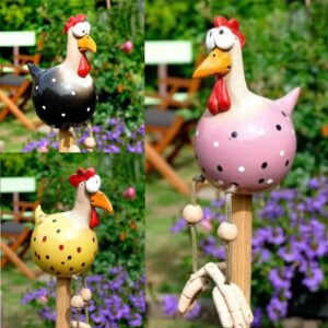 Funny Hanging Chicken Garden Ornament - Spring Yard Decor