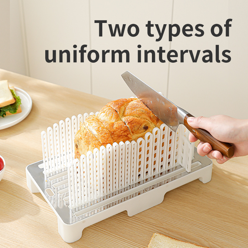 Stainless Steel Bread Slicer  Adjustable Bread Slicing Guide with Crumbs Tray & Storage, Reusable Home Baking Tool - Image 3