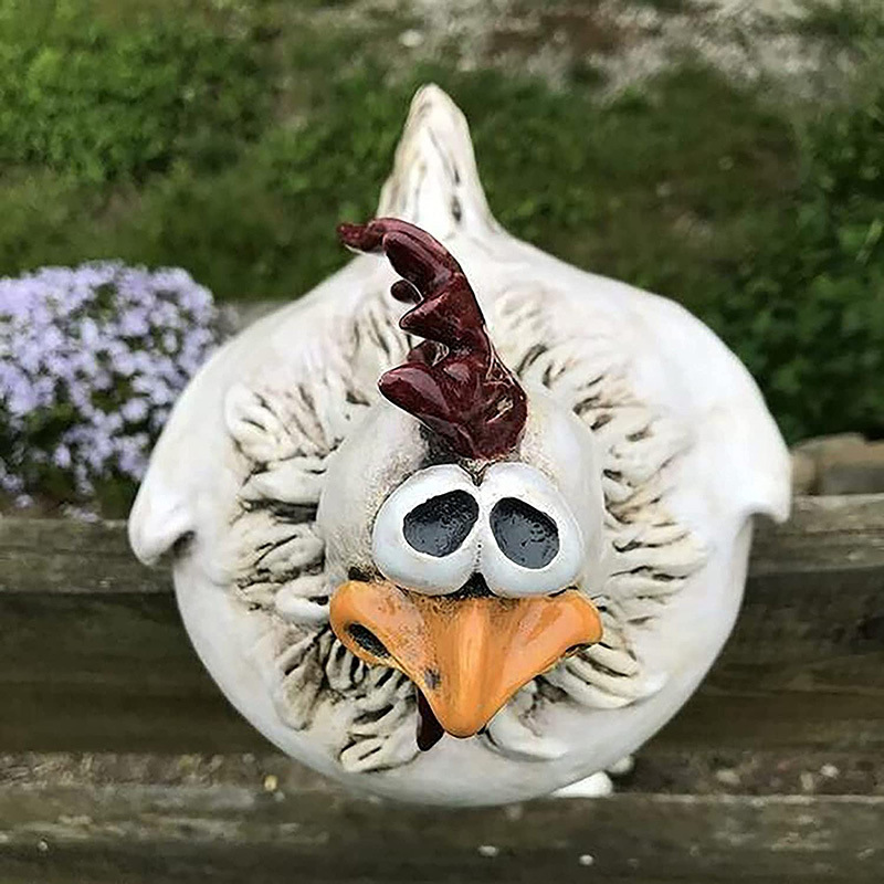 Big Eye Chicken Garden Ornament - Whimsical Farmhouse Decor - Image 3