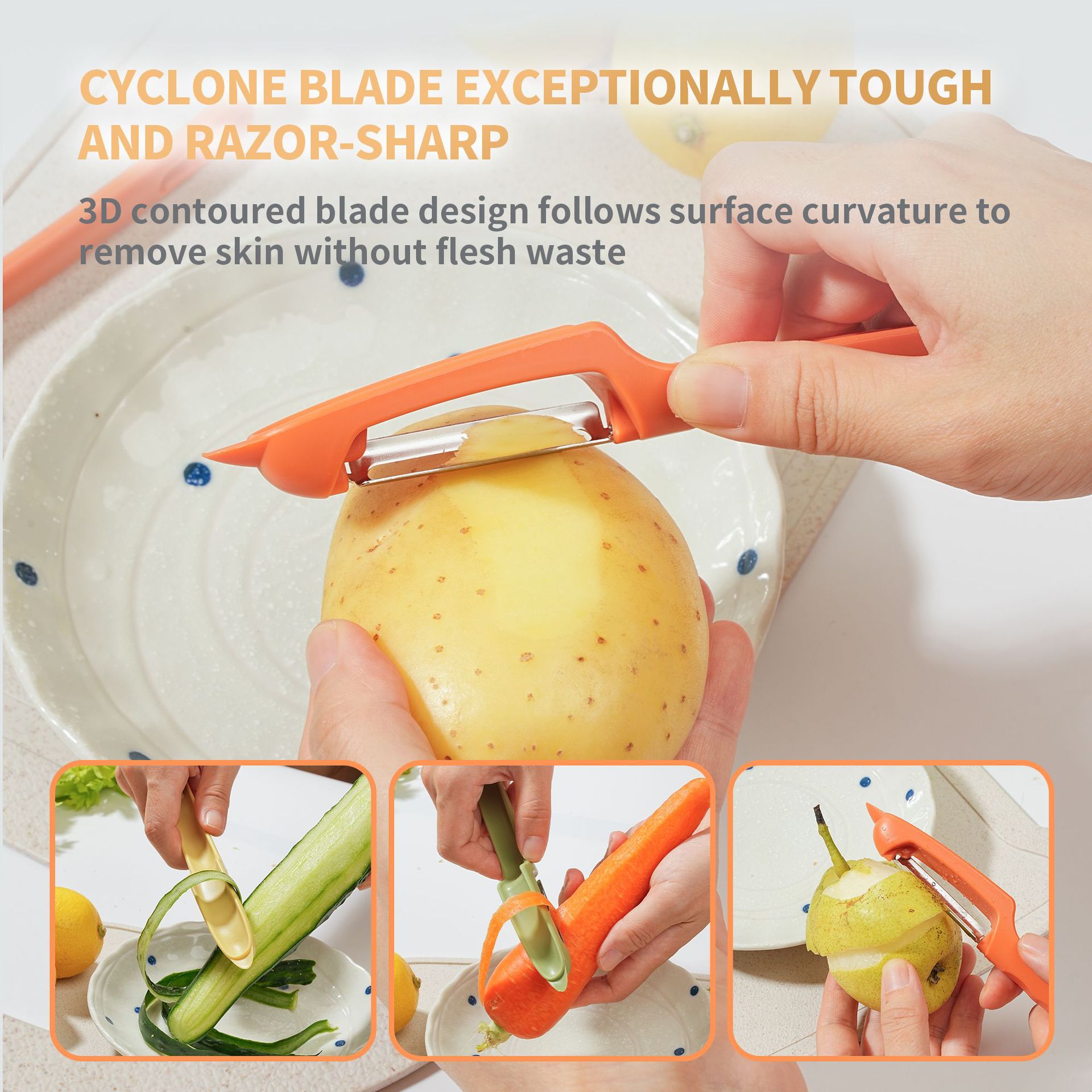 Multifunctional Fruit & Vegetable Peeler  Potato & Carrot Peeler, Ergonomic Stainless Steel Kitchen Tool - Image 3