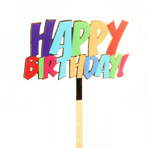 1.3MM thickness, acrylic width about 9CMUV color printed happy birthday cake decoration9