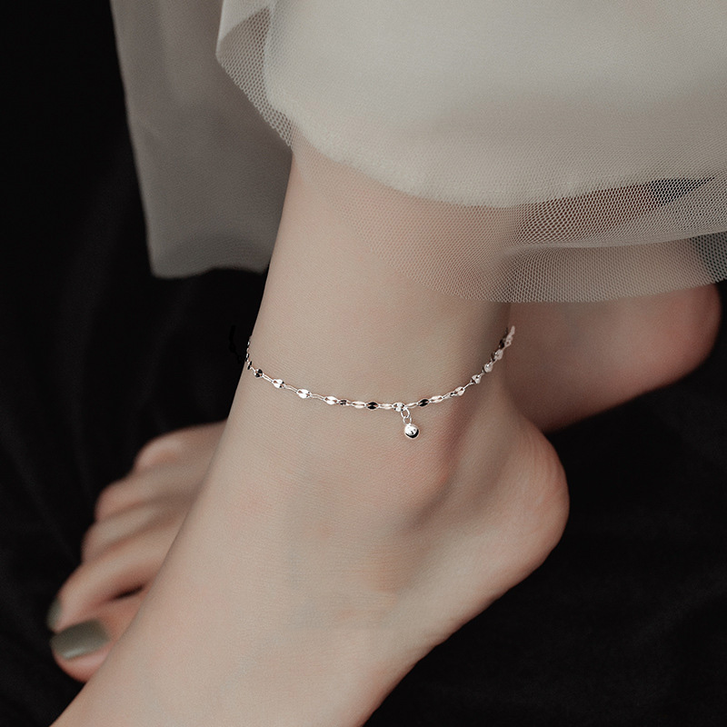 S925 Sterling Silver Beaded Anklet