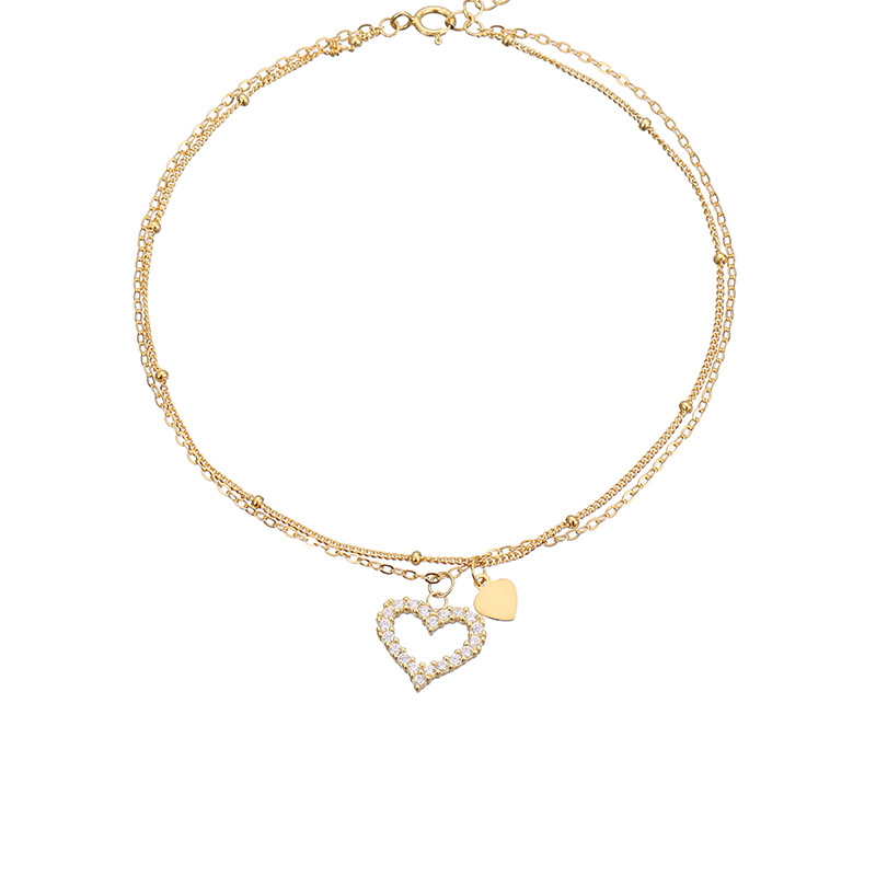 Double Layer Stackable Heart Anklet