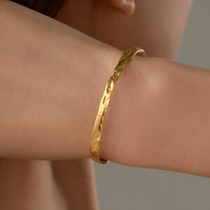 S925 Sterling Silver Minimalist Hammered Texture Bracelet