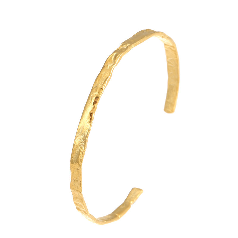 S925 Sterling Silver Minimalist Hammered Texture Bracelet - Image 4