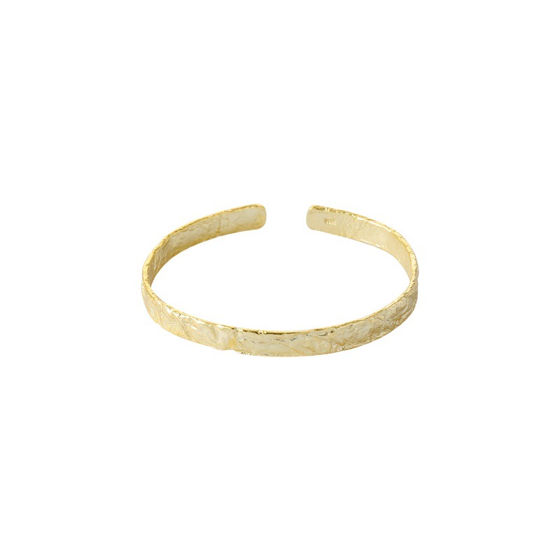 S925 Sterling Silver Minimalist Textured Bangle - Image 4