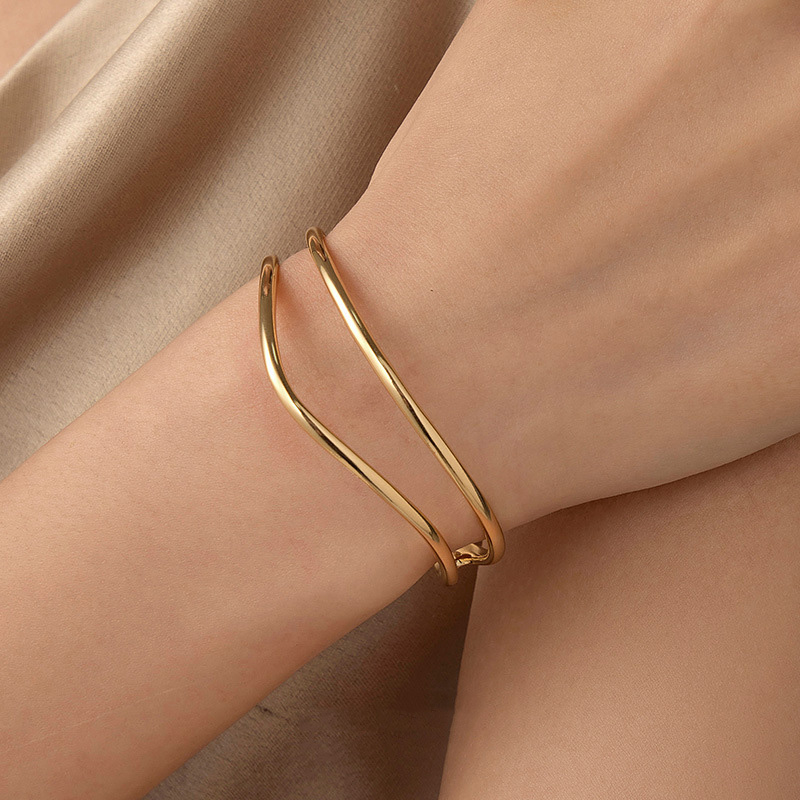 S925 Sterling Silver Minimalist Double Layer Line Bracelet