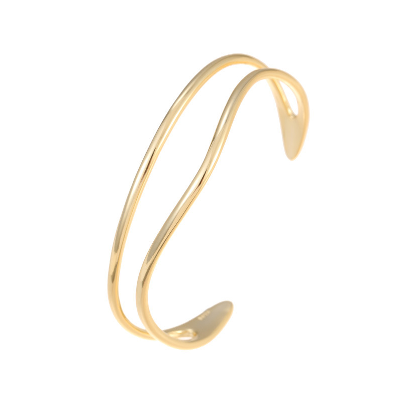 S925 Sterling Silver Minimalist Double Layer Line Bracelet - Image 4
