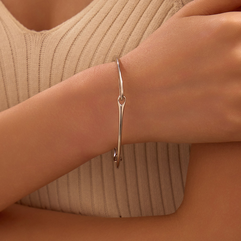 S925 Sterling Silver Minimalist Buckle Bracelet - Image 3