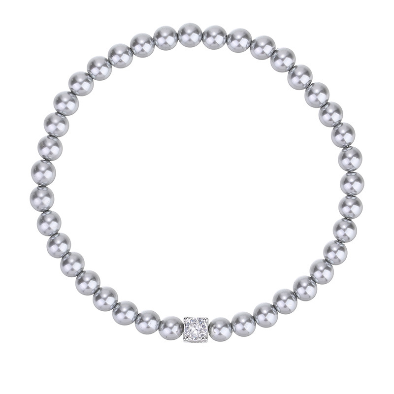 S925 Sterling Silver Simulated Pearl Sugar Cube Bracelet - Image 4