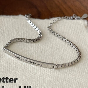 S925 Sterling Silver Rectangular Letter Minimalist Bracelet