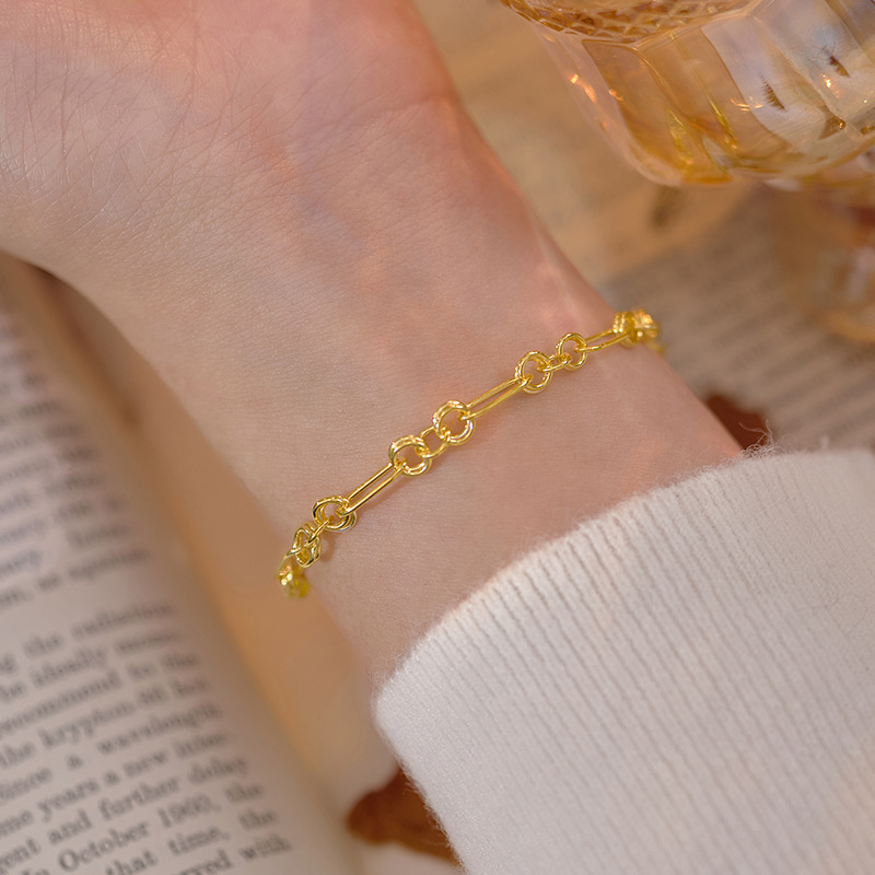 S925 Sterling Silver Minimalist O-Ring Chain Bracelet - Image 3