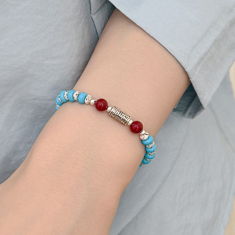 S925 Sterling Silver Vintage Turquoise Bodhi Seed Bracelet - Image 3