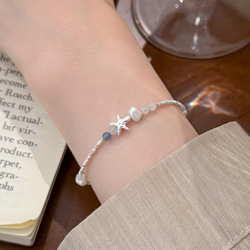S925 Sterling Silver Summer Starfish Natural Pearl Bracelet - Image 2