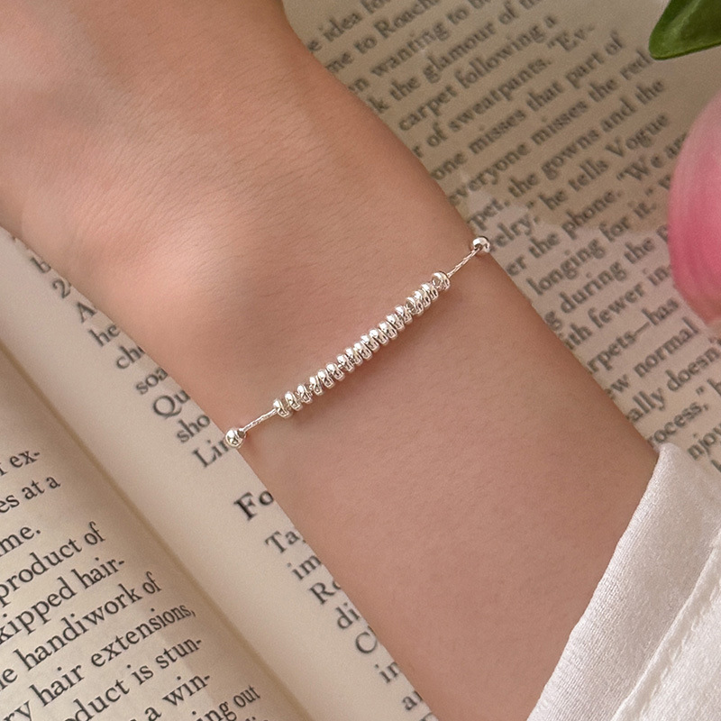 S925 Sterling Silver Plain Silver Coiled Coin Bracelet - Image 3