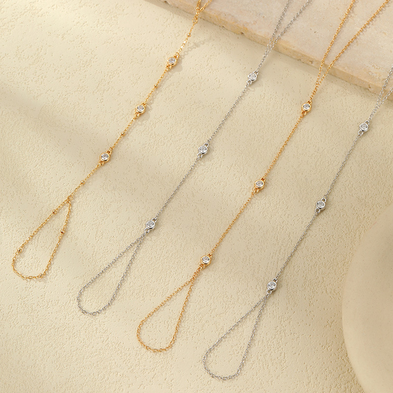 S925 Sterling Silver Bubble Zirconia Finger Chain Bracelet - Image 2