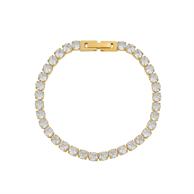 Titanium Steel Zircon Accented Prong Clasp Bracelet - Image 4