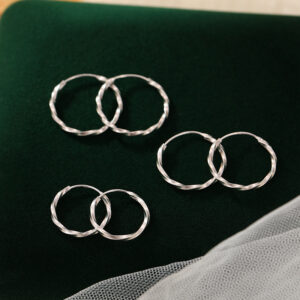 S925 Sterling Silver Ripple Wave Hoop Earrings