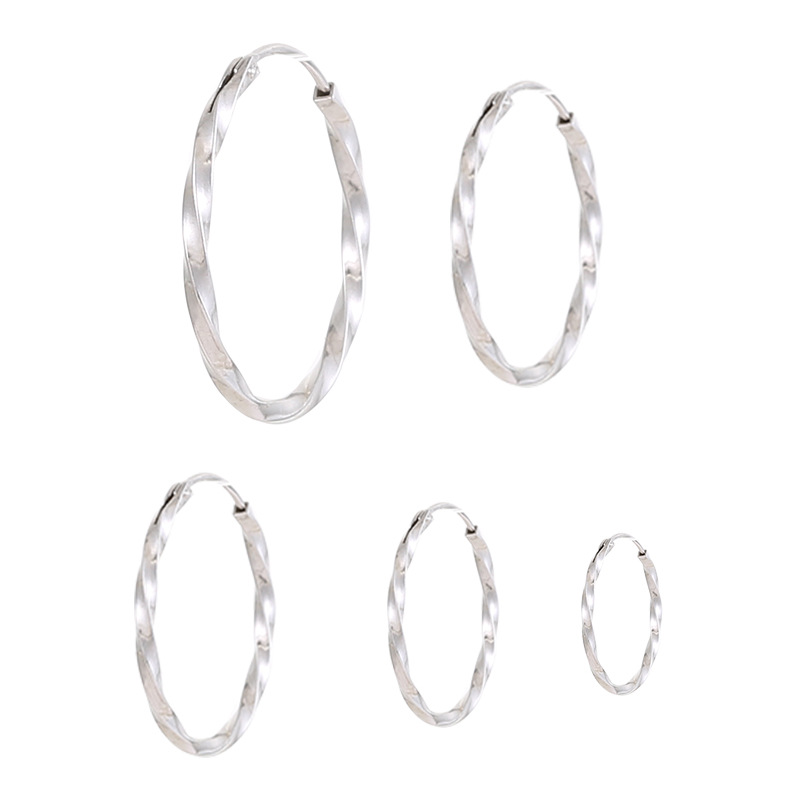 S925 Sterling Silver Ripple Wave Hoop Earrings - Image 3