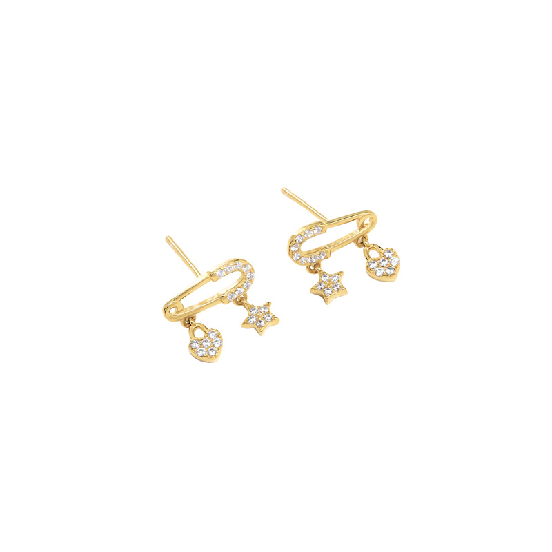 S925 Sterling Silver Star and Heart Ear Pin Stud Earrings - Image 4