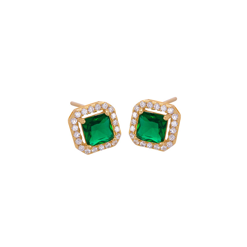S925 Sterling Silver Vintage Square Emerald Cut Diamond Earrings - Image 4