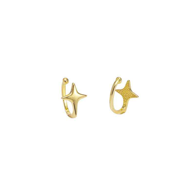 S925 Sterling Silver Four-Point Star Ear Clips - Image 5